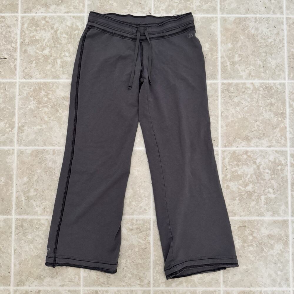 ALO Yoga CoolFit Wide Leg Bamboo Joggers Sweatpants Loungewear Small Grey